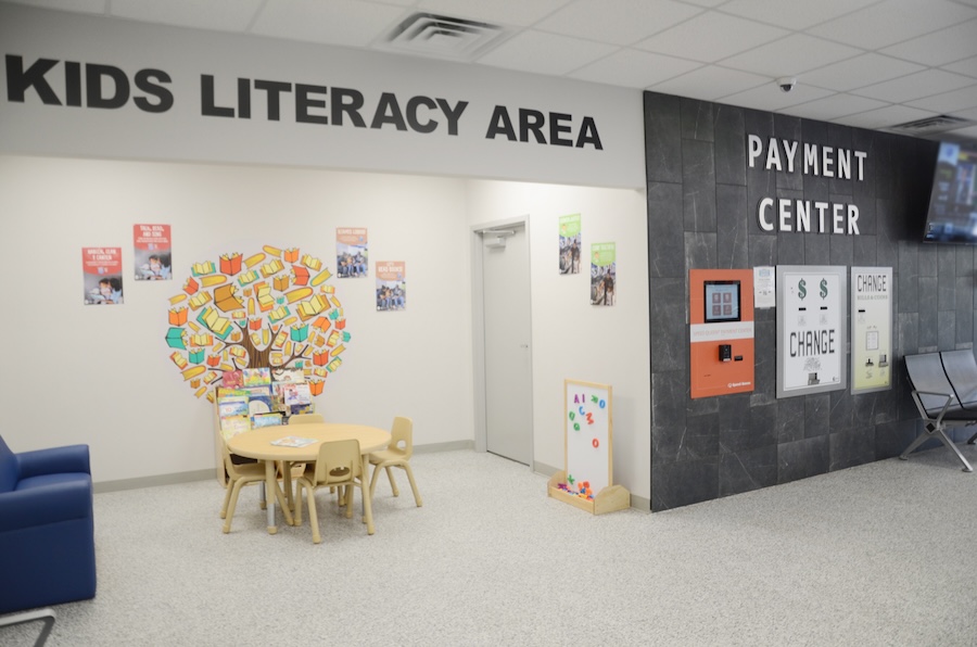 Literacy area in laundromat